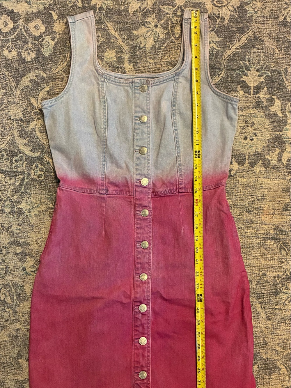 Jordache Sleeveless Ombre denim Button-Front Denim Dress - Pink